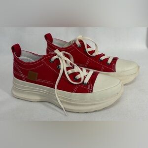 Stylish Red Canvas Women's Sneakers